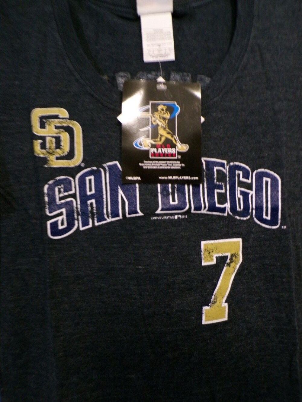 Players Women's San Diego Padres Navy Crewneck T-Shirt XL - Picture 2 of 4
